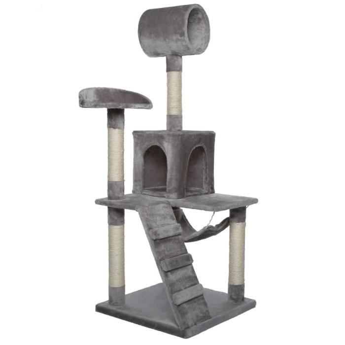 Arbre à chat - dibea - kb00353 - gris clair - 133 cm - 1 antre, 1 plate-forme