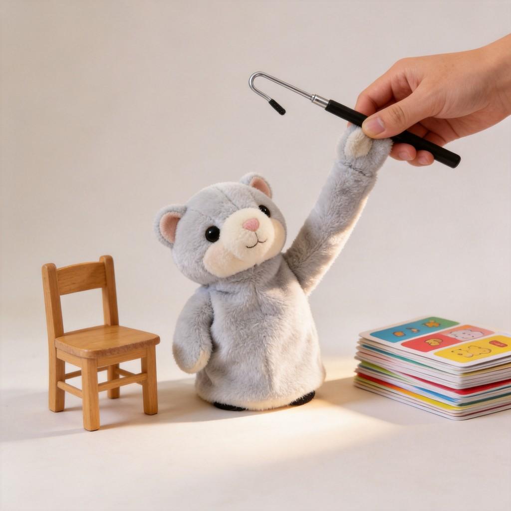 Marionnette à main Animal en Peluche avec Contrôle par Tige Pour Jouet Éducatif pour Enfants