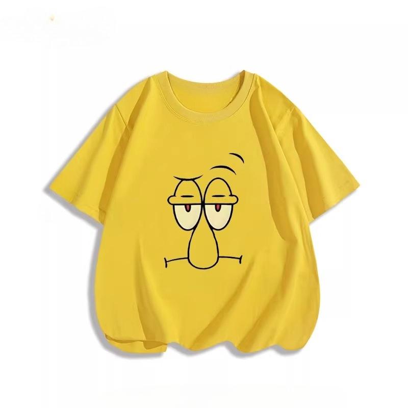 Potdemiel Summer SpongeBob SquarePants Pure Polyester Children's T-Shirt, Comfortable and Breathable, Suitable for Boys and Girls.