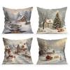 Christmas Winter Village Cushion Pillowcase Printed Polyester 45x45cm Throw Pillowcover Decorative Sofa Cushion Pillowslip Decor