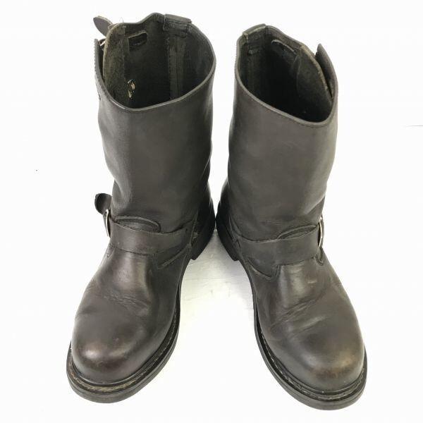 90s Vintage CLASSIC GEAR Steel Toe Leather Engineer Boots 38 24.0 Dark Brown Goodyear welt(USED)