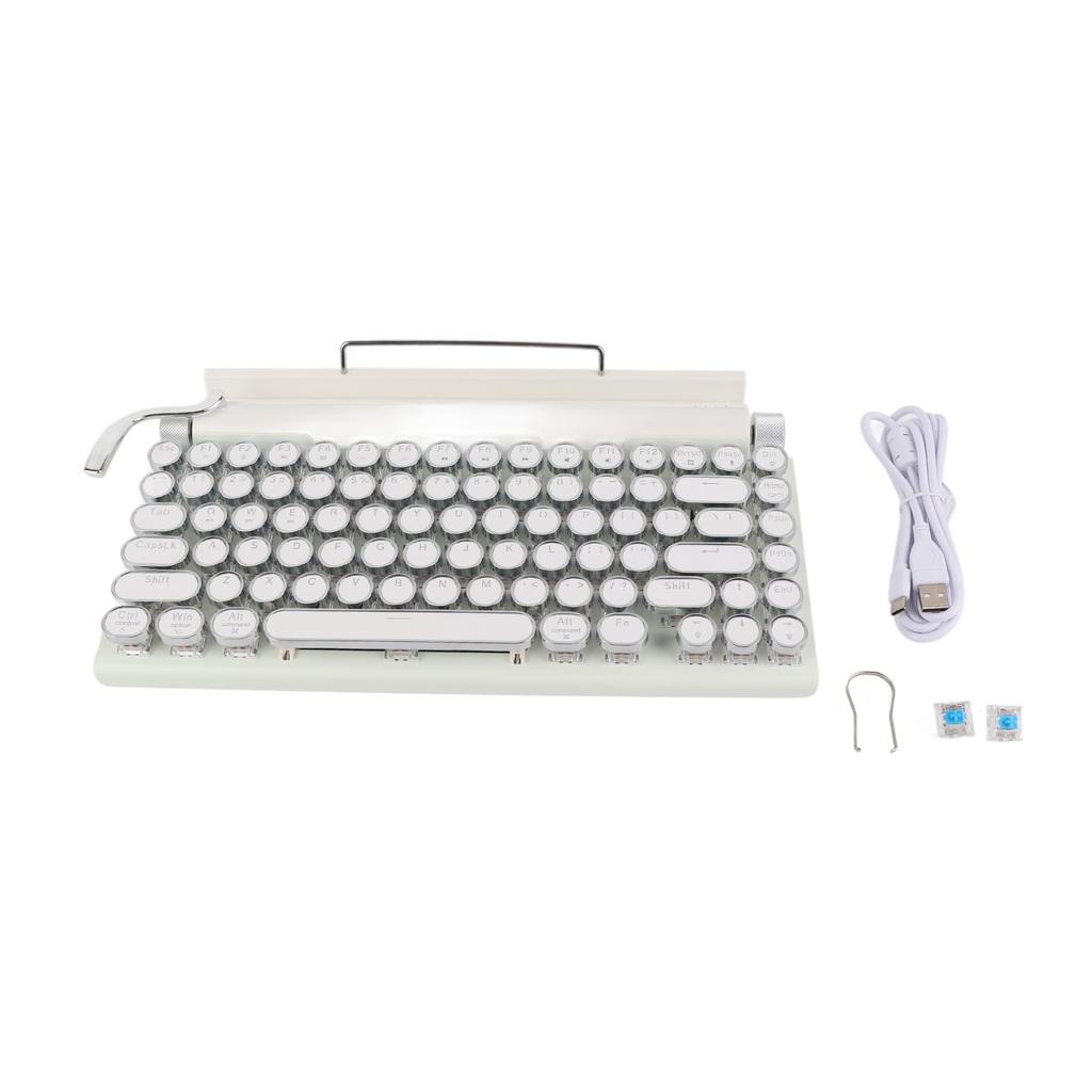 Mechanical Keyboard 83 Key Knob Control Round Keycaps Ergonomic Plug and Play 3 Modes Wireless Keyboard for Phone