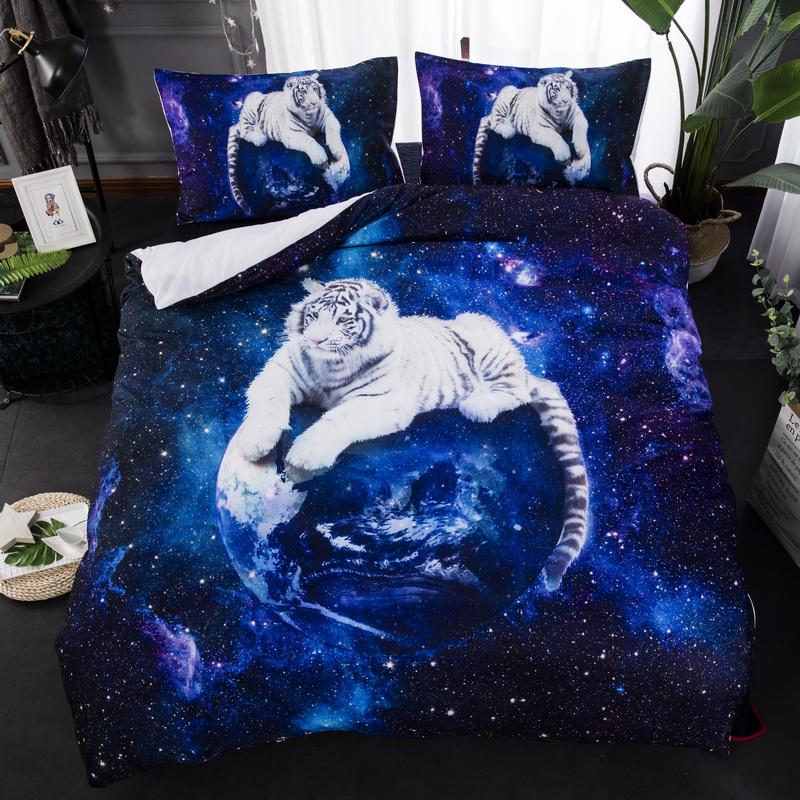 

Comforter Bedclothes Galaxy Tiger Bed Sets Bedding Western Animal Bedding Set For Girls Boys Blue Starry Sky Comforter (quilt)-EU Single(135*200cm)3pcs