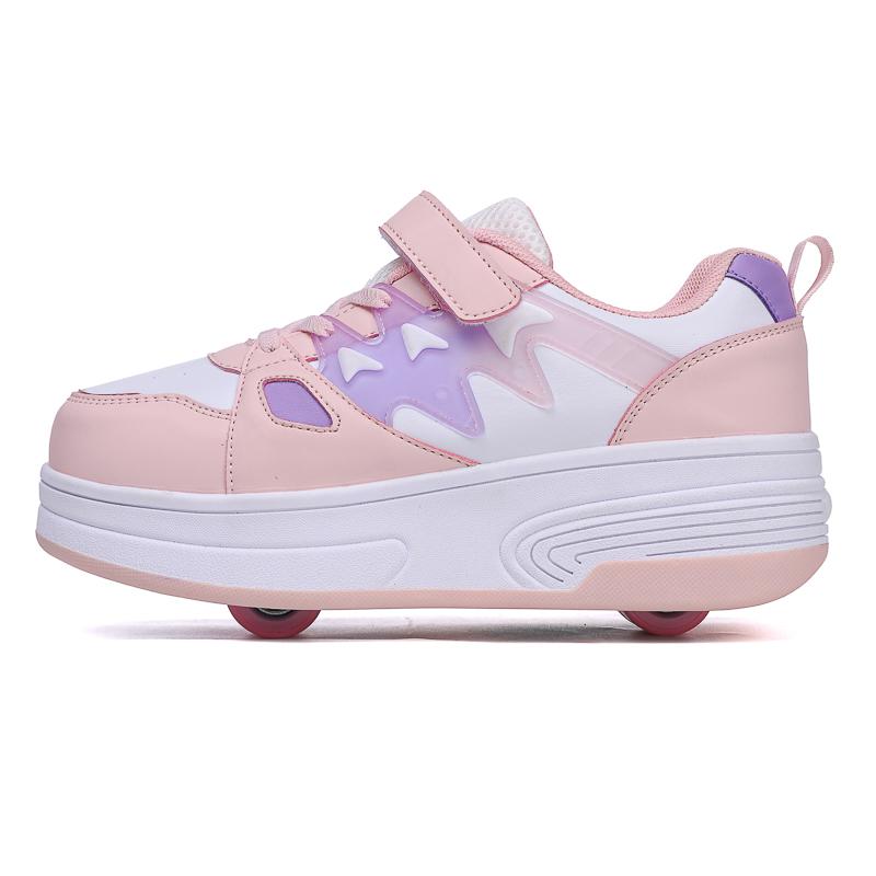 Pantofi Deformați pentru Copii/Adolescenți, Băieți și Fete, Patine cu Rotile cu Două Rânduri cu Dublu Scop, Patine cu Rotile cu Două Rânduri