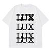 LUX Lettering Stacked Design T-Shirt White Cotton Y2K Goth Aesthetic Casual Women And Men T-shirt