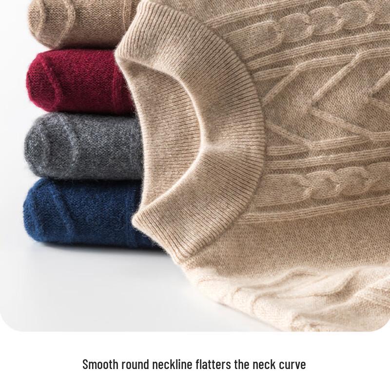 Hengyuanxiang Men's Pure Cashmere Crew Neck Sweater