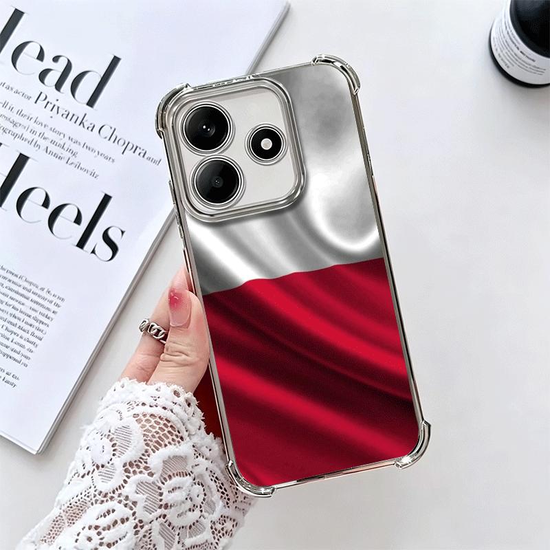Poland Flag White Red Soft Phone Case For Xiaomi Redmi Note 14 15 Pro Plus 13 12 11S 11T 5G 10 9S 9 Plating Anti-Fall Fundas