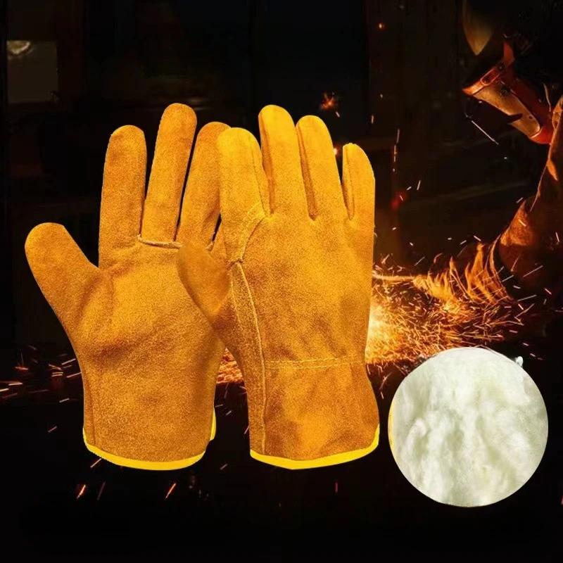 1 Pair Sheepskin Two-layer Welding Gloves Wear-resistant Anti-scalding Soft Welding Welder Durable Protection Labor Insurance