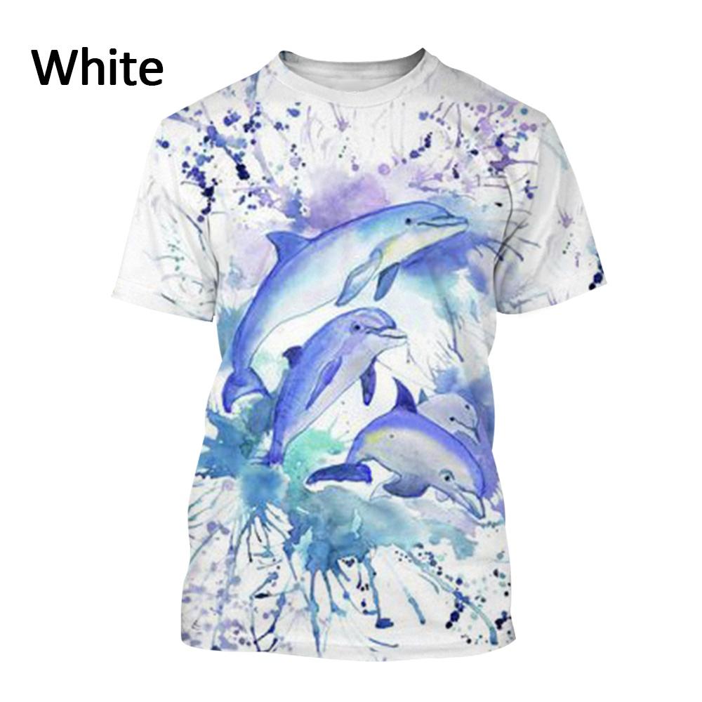 Hot 3d Dolphins Animal Prints for Men and Women Summer T-shirt Personality Cute Trend Round Neck T-shirt