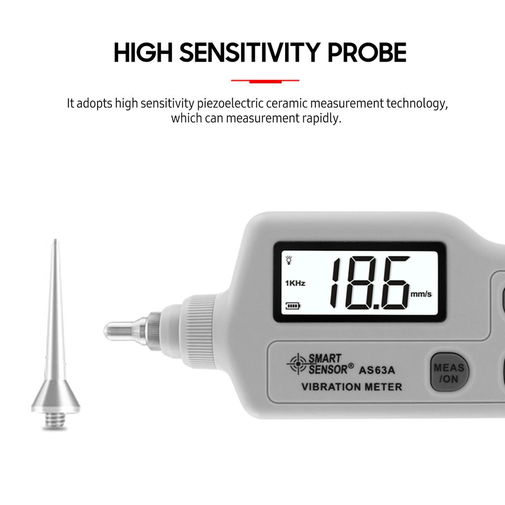 SMART SENSOR AS63A Digitales Vibrationsmessgerät mit LCD-Bildschirm, Vibrationsanalysator, Tester, AC-Ausgang