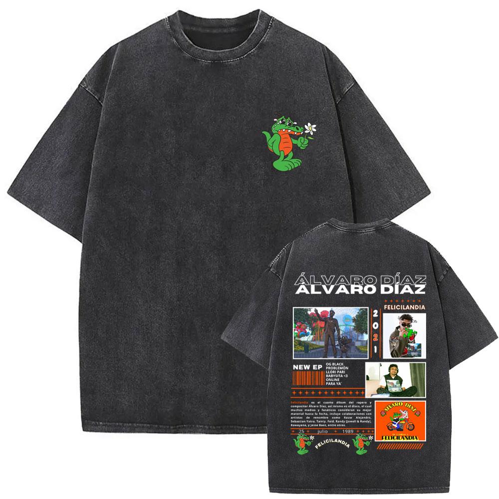 Washed Vintage Rapper Alvaro Diaz Felicilandia Graphic T-shirt Men Women Clothing Hip Hop Fashion Ov2682