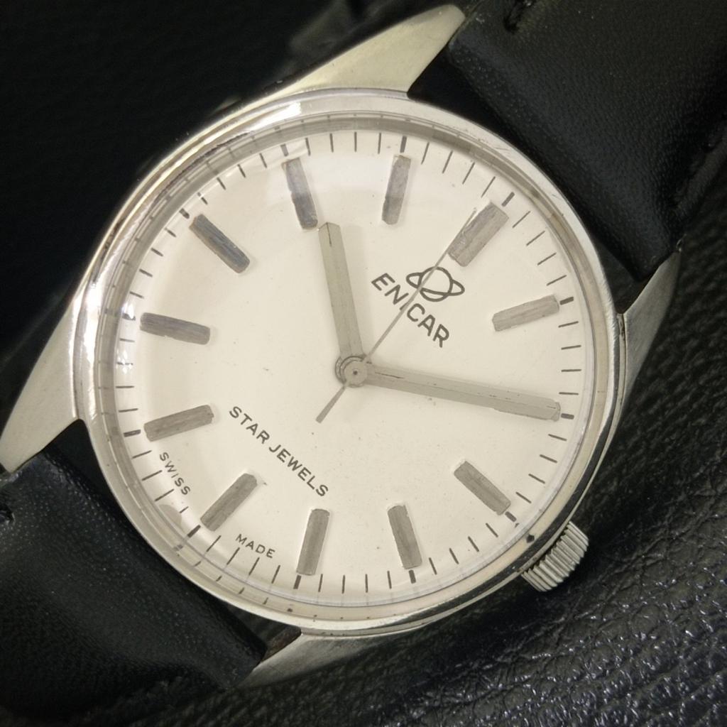 

VINTAGE ENICAR STAR JEWELS HAND-WINDING SWISS MENS WHITE DIAL WATCH a703783-1 R213e-a703783