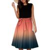 Women's Fashion Casual Lace-up Sleeveless Round Neck Splicing Short Dress