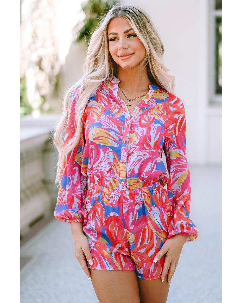 Azura Exchange Bold Graffiti Print Shirt Button Romper