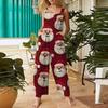 Women's Casual Jumpsuit Sleeveless Christmas Printed Cotton Jumpsuit