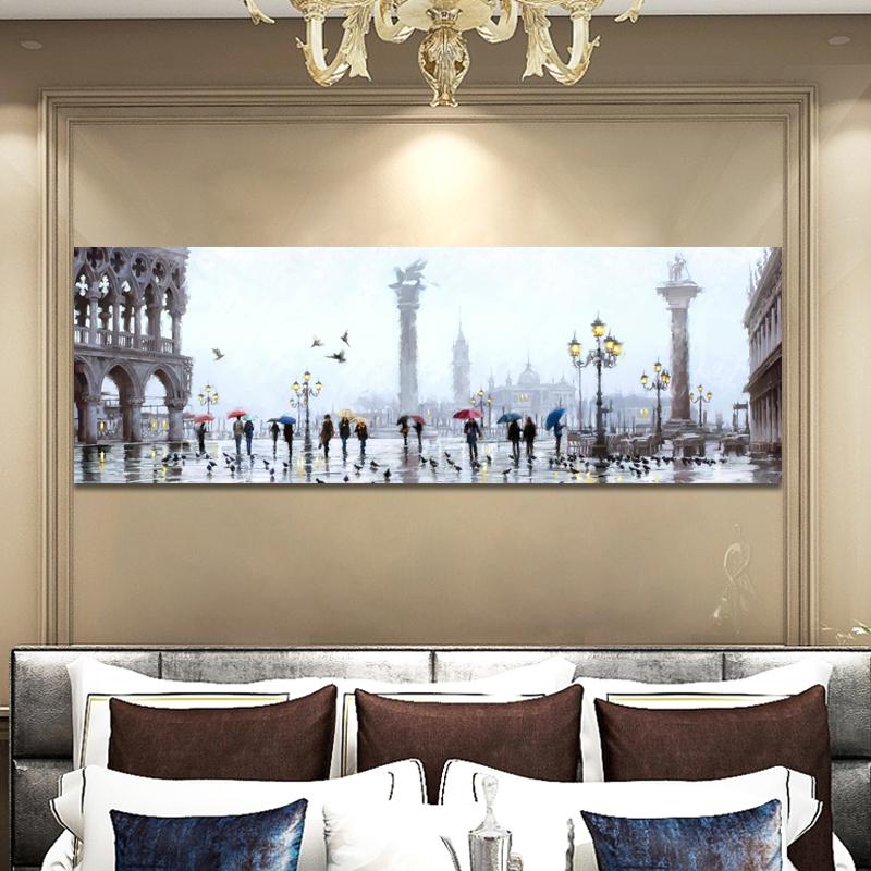 Home Decoration Abstract Landscape Oil Painting Posters and Prints Wall Art Canvas Painting City View Pictures for Living Room