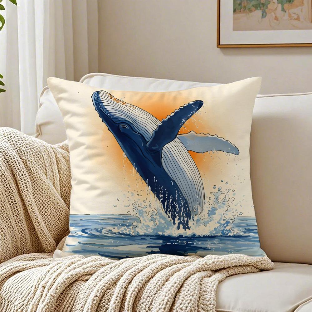 WWhale Cushion Cover Linen Pillowcase Soft  for Sofa Bed Home Room Decor