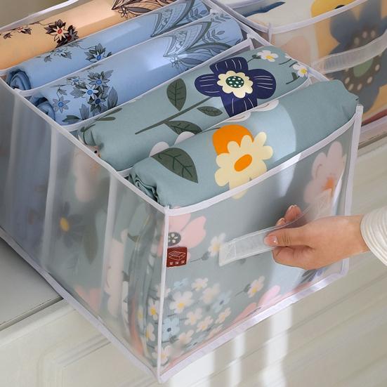 Wardrobe Organizer with Handle 5 Grids Large Capacity Dust-proof Foldable Storage Mesh Bed Sheet Quilt Cover Clothes Organizer for Bedroom
