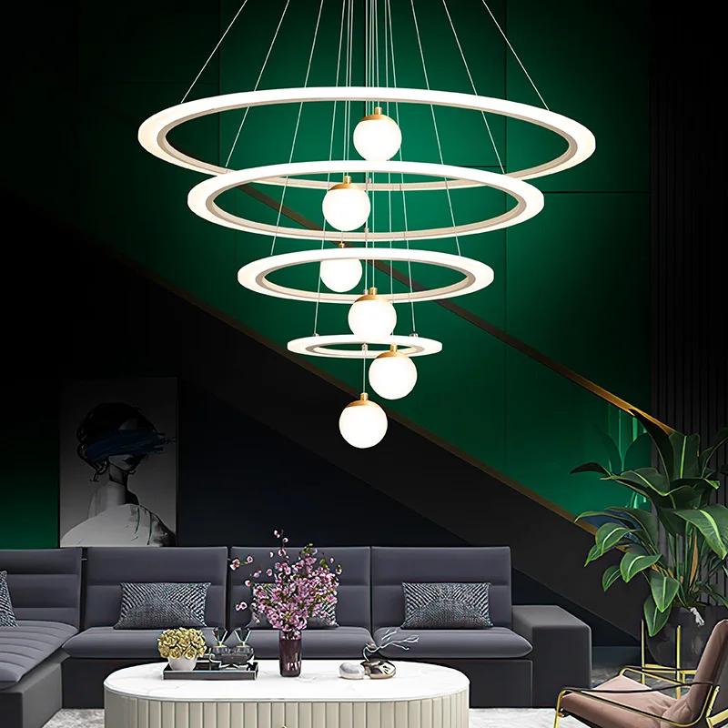 Modern Led Chandelier White Circles Ceiling Chandelier Lighting Fixtures for Living room Dining room Kitchen Bedroom Lustres Led