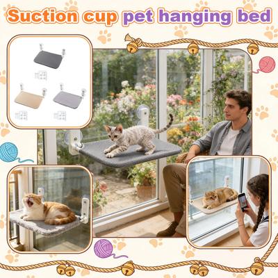 Window Mounted Cats - Removable Foldable Cats With Strong Suction Cups, Breathable & Plush Pet Window Bed For Sunbathing, Space-Saving Cats Window
