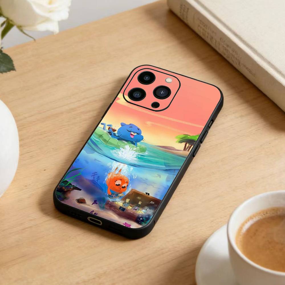 D-Gumball and Darwin Phone Case For iPhone 16,15,14,13,12,17,Pro Max,Plus Silicone Black Case