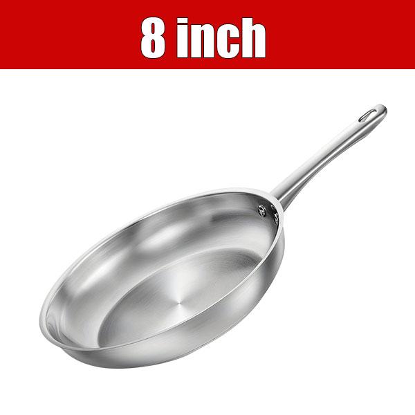 8/10 Inch Tri-Ply Stainless Steel Frying Pan No Coatings Skillet Professional Cooking Skillet Induction Compatible Pan Oven Safe