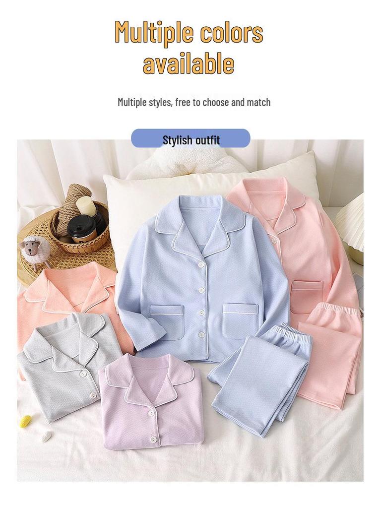 Teen Turn-Down Collar Pajamas - Autumn & Winter Edition for Boys & Girls
