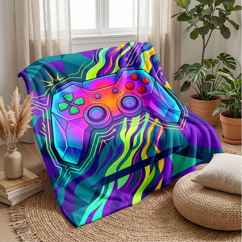Vibrant Game Pad Art Theme Blanket Lightweight Warm Flannel Blanket Decorative Throw Blanket for Home Decoration