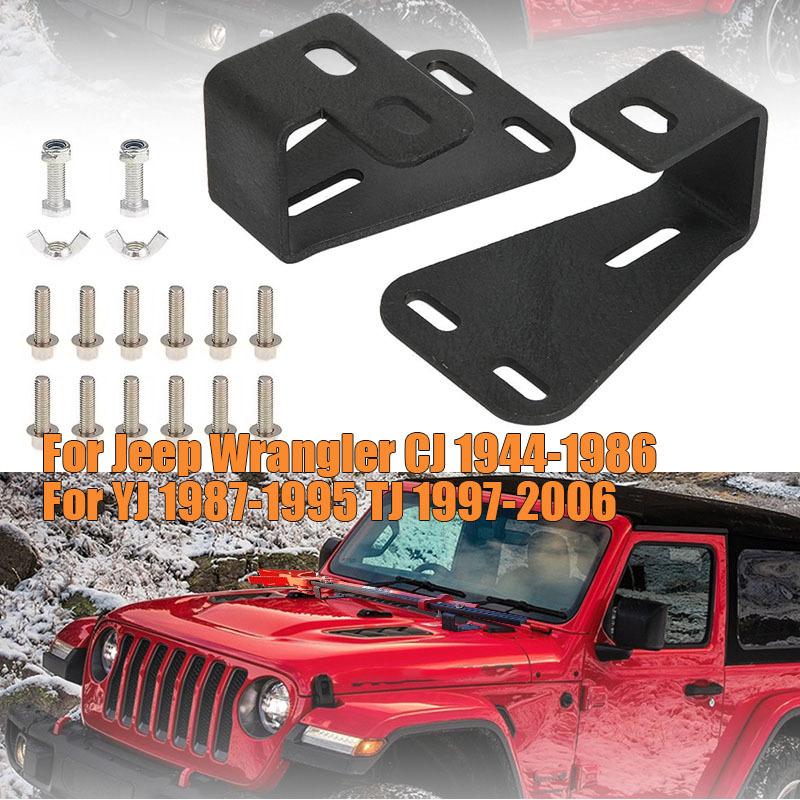 for Jeep Wrangler Locking Hood Hinge Hi-Lift Farm Jack Mount A Set of Brackets For Thousand Pound Top Lift Support Bar