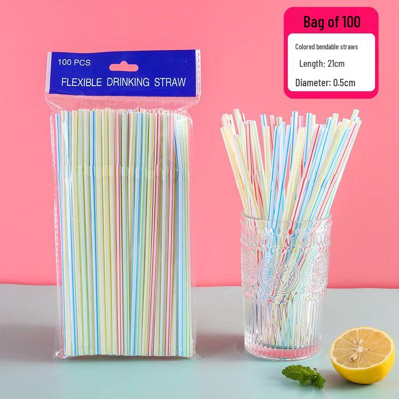 ZISIZ Individually Wrapped Disposable Plastic Straw