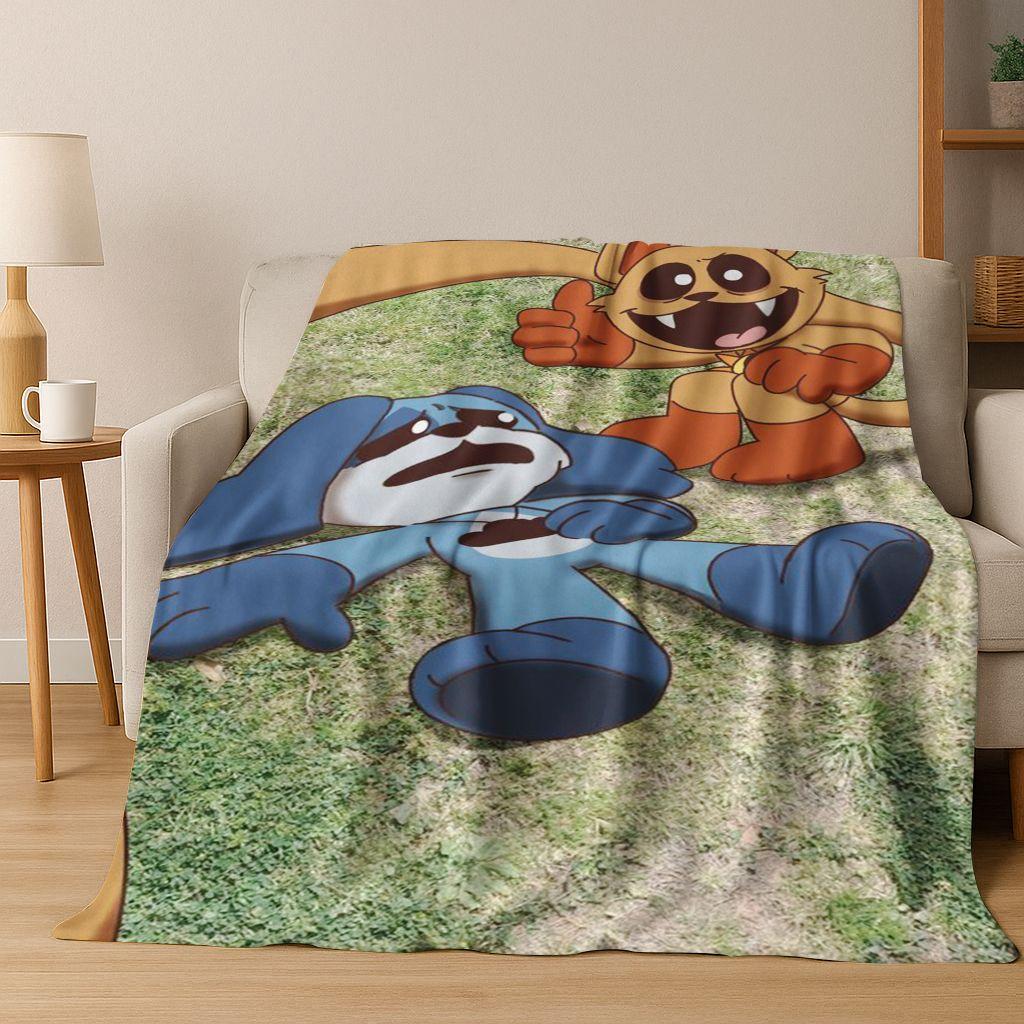 Cartoon S-Smiling C-Critters Craftycorn Catnap Art Flannel Blanket,Cozy Soft Throw Blanket for Home Bedroom Bed Sofa Cover Gift