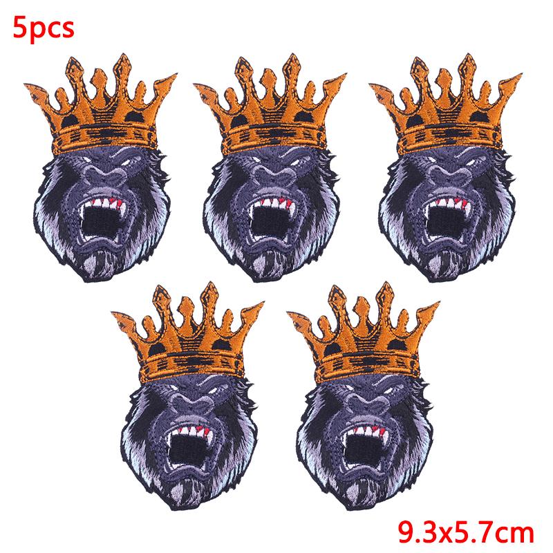 5Pcs/Lot Punk Animal Patch Iron On Embroidery Patches For Clothing Thermoadhesive Patches On Clothes Hip Hop Patch For Clothes