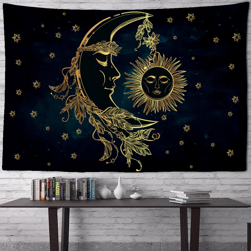 Dark Cat Print Pattern Tapestry Wall Hanging Bohemian Hippie Voodoo Bedspread Bedroom Home Decor Tapestry