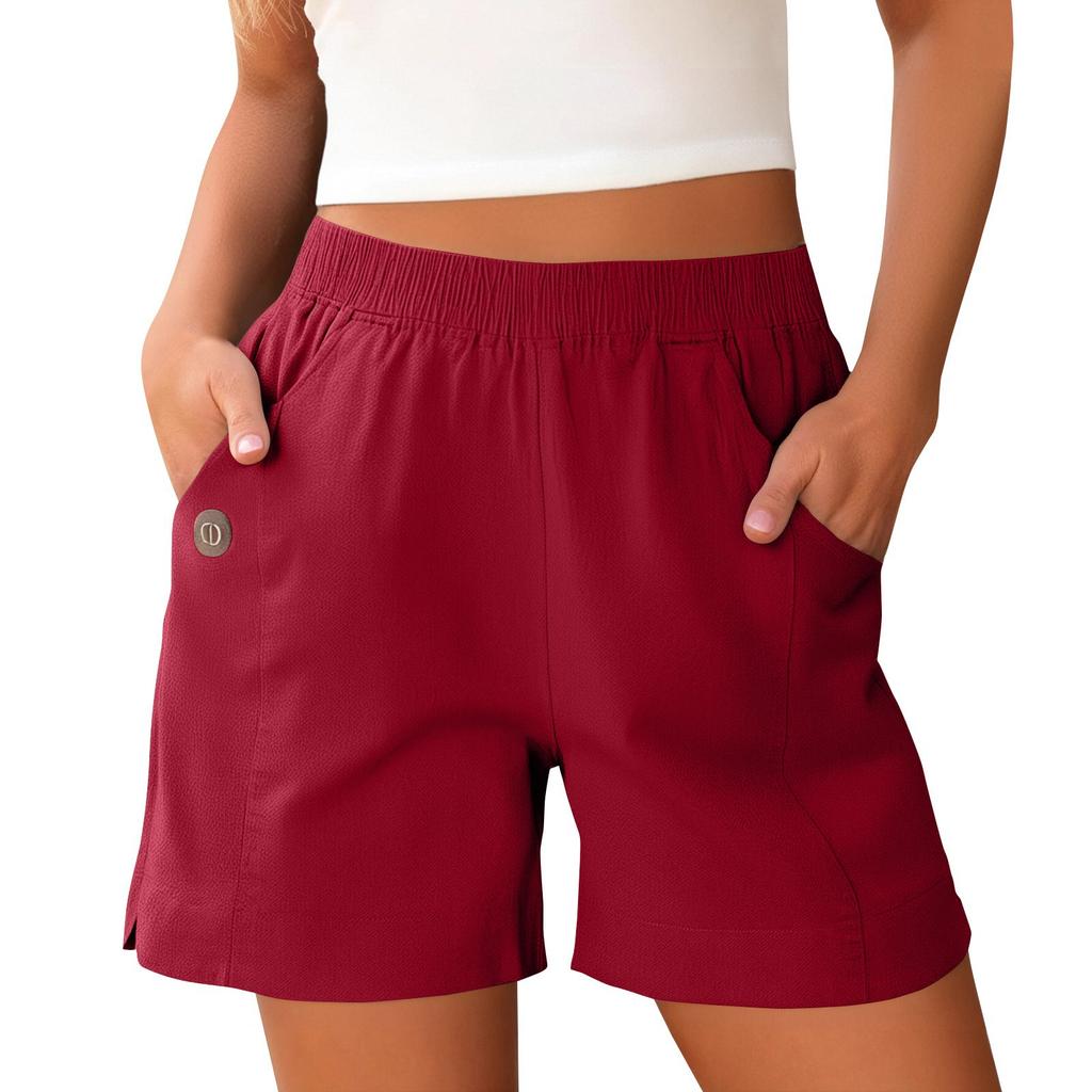 Damesshorts Hoge taille Trekkoord Knielange shorts Elastische comfortabele shorts met zakken