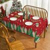 Christmas Polyester Tablecloth Snowman Print Lightweight Stain Resistant Dining Decor Long Table Cover