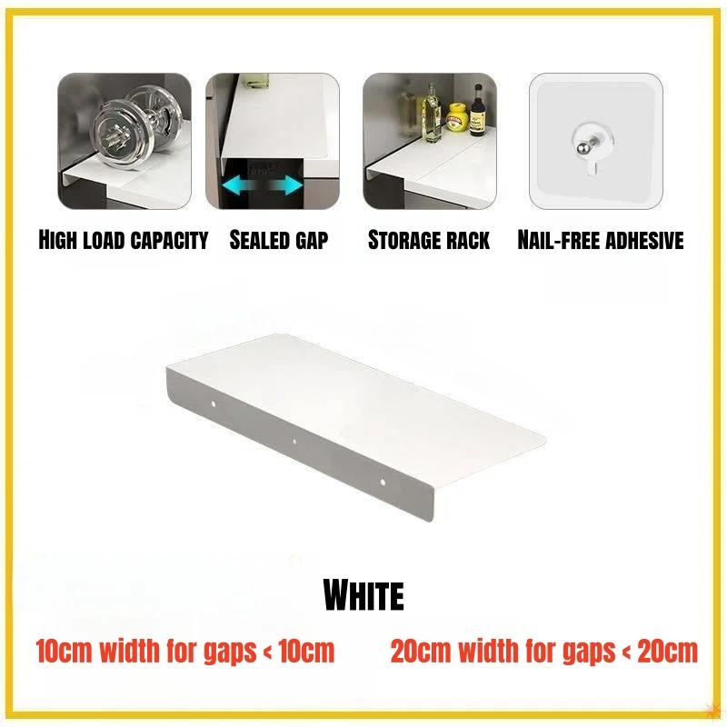 

No Drilling Kitchen Countertop Extension Board - Wall Mounted Metal Organizer for Narrow Side/Fridge Gap Storage Partition Panel 30x10cm