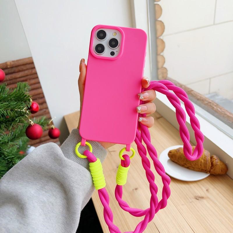 Shockproof Candy Lanyard Case For iPhone 17 Pro Max 14 12 11 13 15 16 Plus Air Crossbody Neck Cord Rope Strap Soft TPU Cover