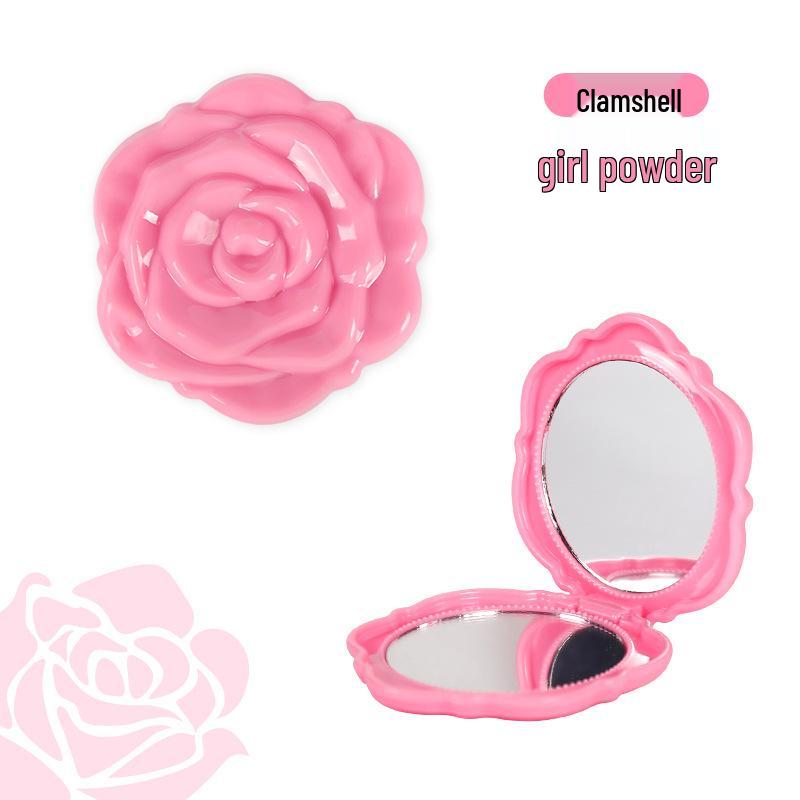 Portable Folding Rose Mirror: Compact HD Double-Sided Makeup Mirror with Flip-Top Design