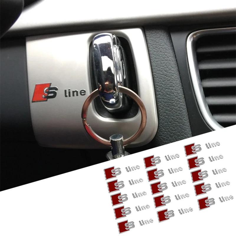 Metal Car key sticker Hub 3D sticker S Line Badge Emblem For Audi TT Q3 Q5 Q7 Q8 B5 B6 B7 B8 B9 Q7 8P 8V 8L A3 A4 A5 A6 A7 A8 8L