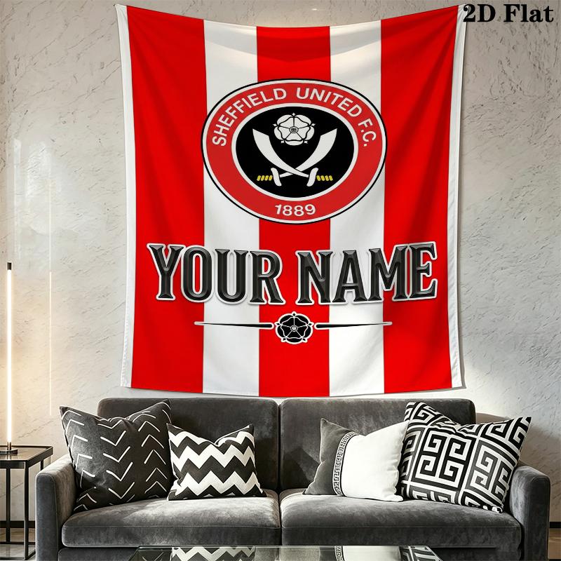 Benutzerdefinierter Name Sheffield FC Wandteppich Ästhetischer Wandbehang Bedruckter Stoffdecke Dekorative Wandteppiche für Schlafzimmer Wohnzimmer Heimdekoration