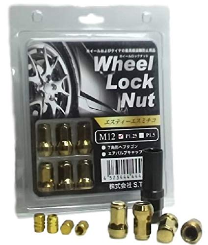 [STS MICHIKO] Wheel lock nuts, 7-corner outer corners, M12, P1.25, P1.5, 2 sizes to choose from, 7 colors, 4-hole, 5-hole, 6-hole, air valve cap