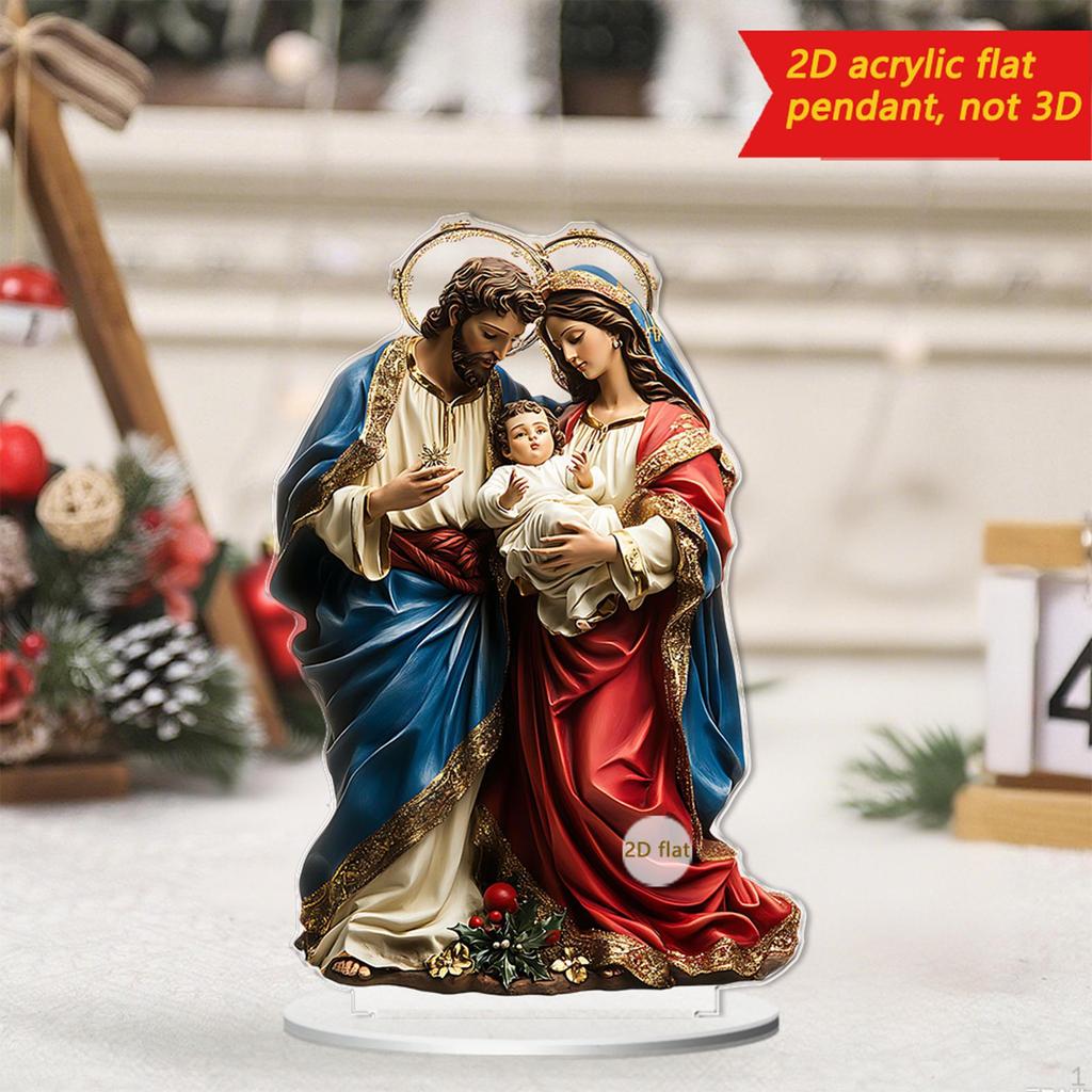 2D Acrylic Ornament Art with Base Tabletop Artwork Decoration Sign for Bookshelf Desk