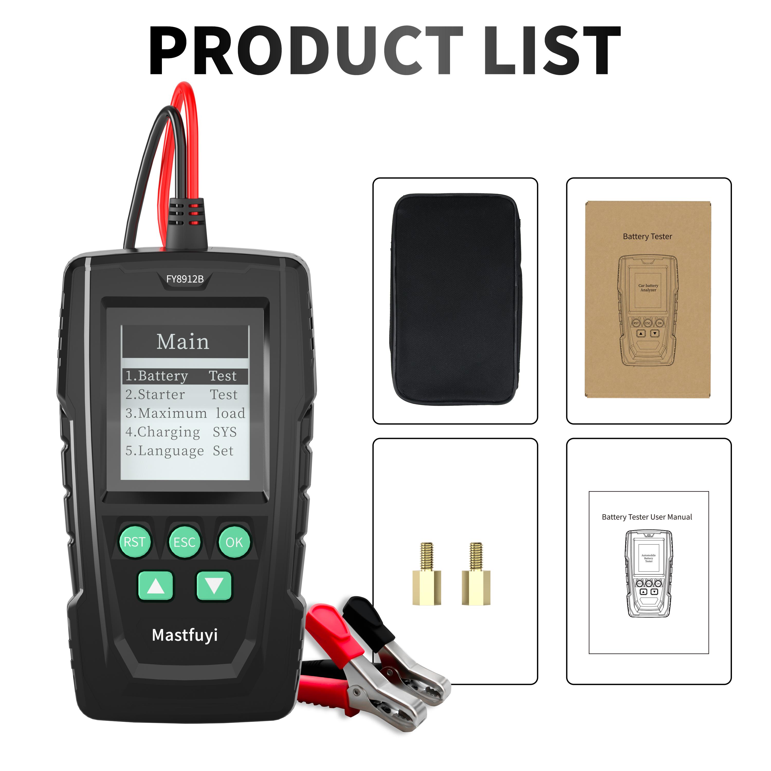 MASTFUYI 12V/24V Car Battery Tester Automotive Diagnostic Analyzer Tool Vehicle Battery Load Tester Alternator Checker Engine FY8912B