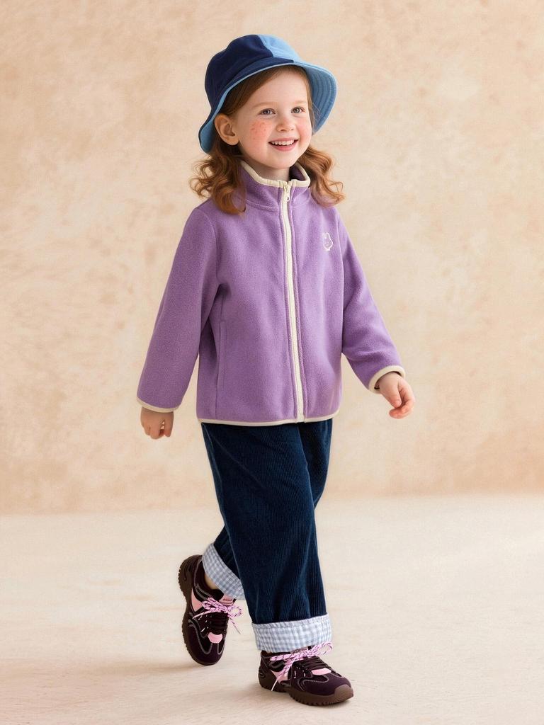 Tongbei Kids' Winter 2025 Girls' Fleece Jacket – Cute, Warm, Versatile Zip-up Top
