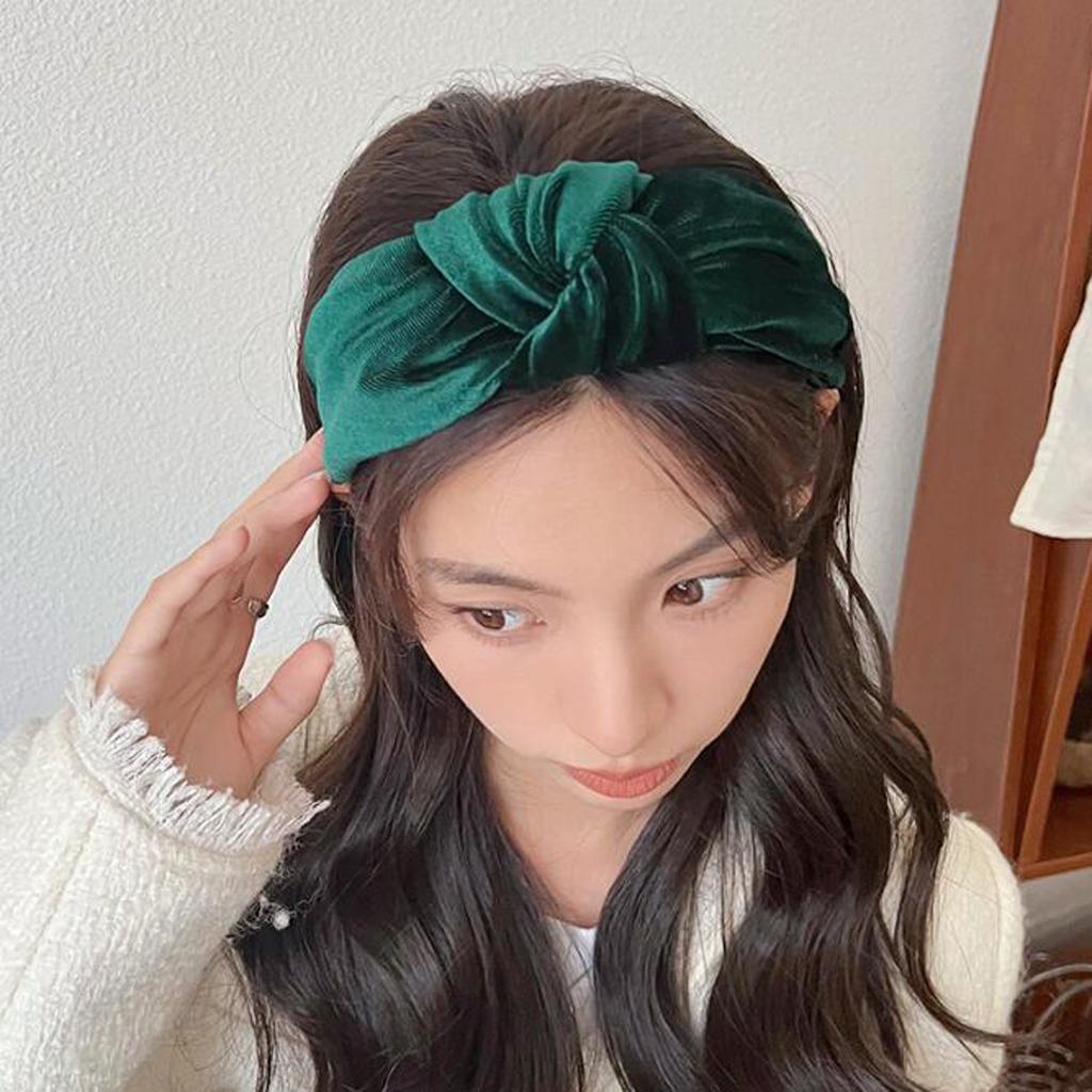 PROLY New Fashion Hairband For Women Solid Color Wide Side Headband Warm Canary Velvet Turban Winter Hair Accessories
