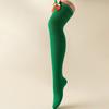 Women with Bow Accent for Women Girls Christmas Socks Knee-High Over-the-Knee Elegant Red & Green Striped Long Socks