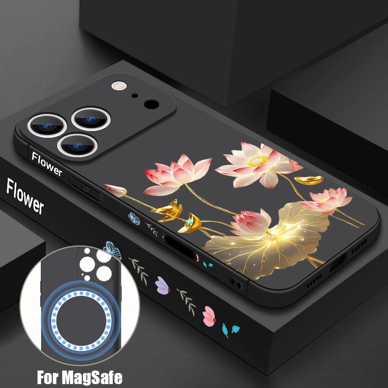 Für iPhone 17 Pro Max Hülle INS Buntes Blumenmuster Magnetisch Für Magsafe Weiche Hülle Für iPhone 16 15 14 13 Pro Max 17E 16E