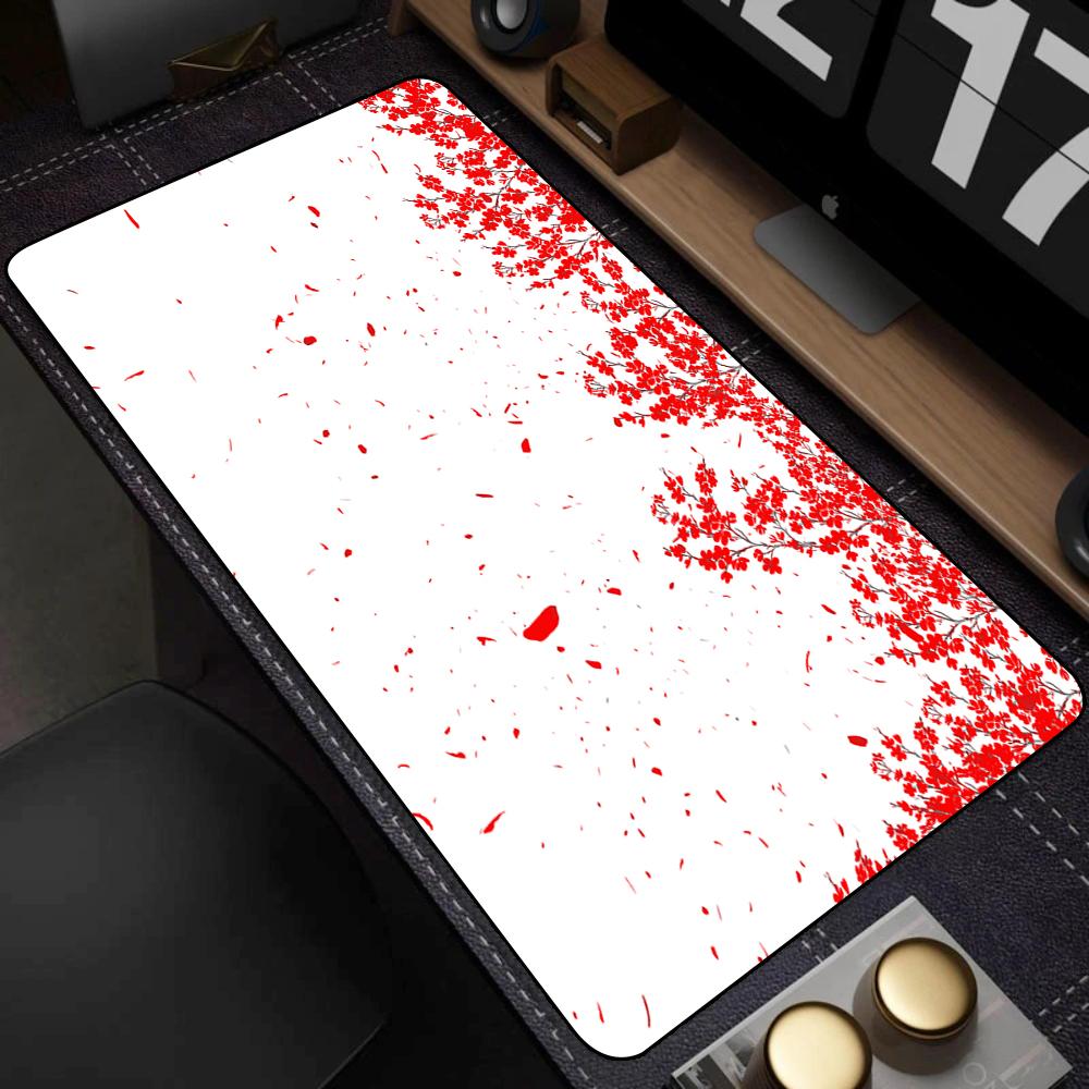 White Sakura Deskmat Japan Cherry Blossom MousePad Office Gaming Mouse Pad Keyboard Pad Non-Slip Office Carpet Laptop Mouse Mats