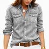 Camicie Vintage da Donna in Denim Lavato Manica Lunga Collo a Revers Bottoni Bluse Casual Ampie Top Quotidiani