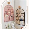 3/7 Pockets Creative Wall Mounted Storage Bag,Satin Organizer with Hooks for Keys Sundries,Multi-Purpose Hanging Bags Home Decor